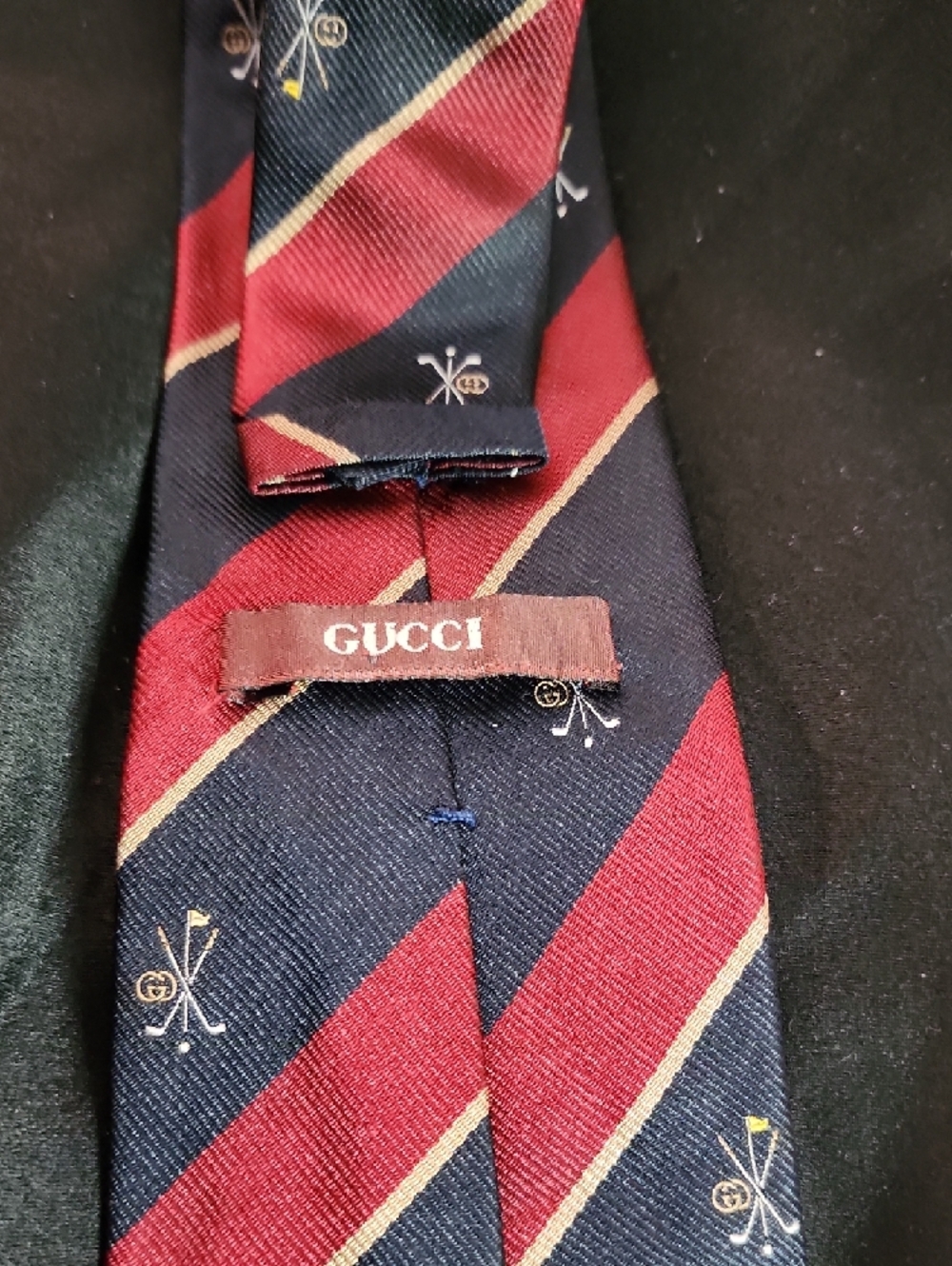 Gucci Navy, Burgundy and Gold VINTAGE Tie - Picture 8 of 13